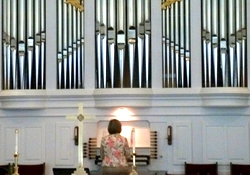 Bachathon,
                        Shelley H. at the organ