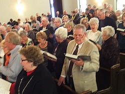 Congregational singing at historic
                            organ concert--full church!