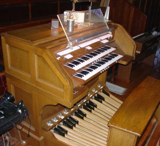 St. Benedict Cathdral, view of organ console