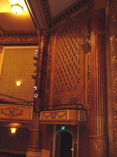Grill over organ pipe chamber at the Victory Theater in Evansville